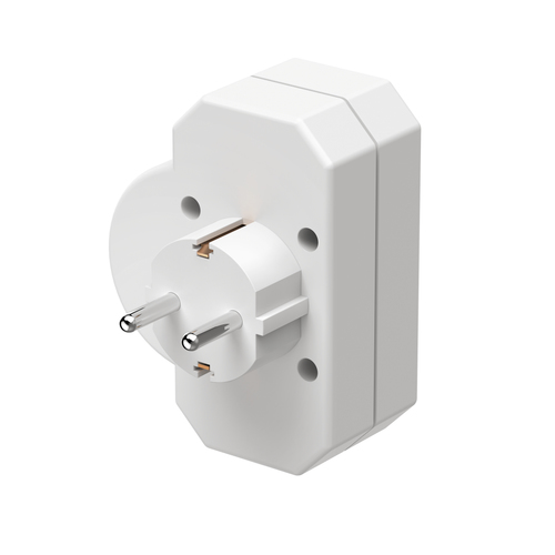 Hama Stopcontactadapter 3-voud., 1x geaard stopcontact, 2x euro, schakelaar Oplader Wit, afbeelding 5