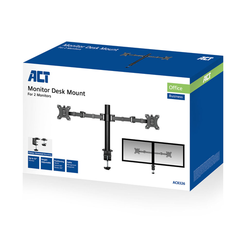 ACT AC8326 Monitorarm Bureausteun 2 Schermen, afbeelding 5