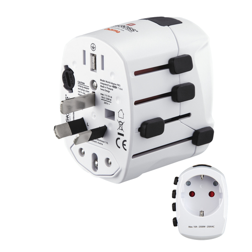 Hama Wereldreisadapter World Travel Pro, 3-polig Wifi adapter Wit, afbeelding 3