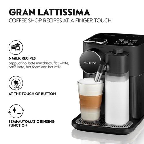 Nespresso by De'Longhi Gran Lattissima EN640.B Pod Coffee Machine with Milk Frother - Black - image 4