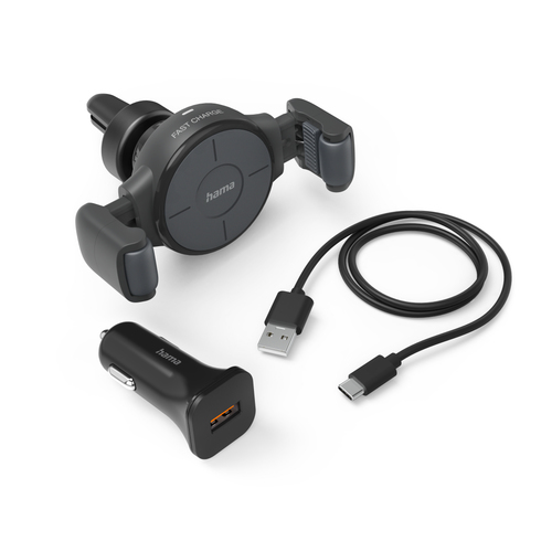 Hama Wireless Car Charger FC-10 Flex-Set, 10 W Oplader Grijs
