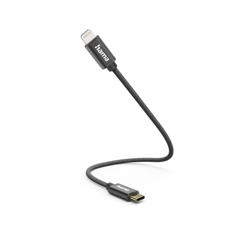 Hama Laad/Synchrokabel,USB-C - Lightning, 0.2m Oplader Zwart
