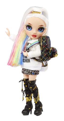 Rainbow High S3 Shadow High - Poupée 27 cm Rex Mcqueen (Noir) - 1 tenue +  accessoires et support pour poupée noir - Rainbow high