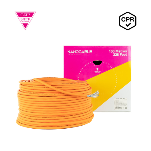 Bobina de Cable Sftp Pimf Awg23 Nanocable 10.20.1700-100 Cat.7/ 100m/ Naranja