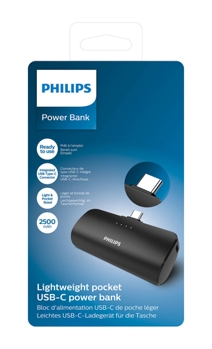 Philips DLP2510C/03 powerbank Lithium-Ion (Li-Ion) 2500 mAh Draadloos opladen Zwart, afbeelding 2