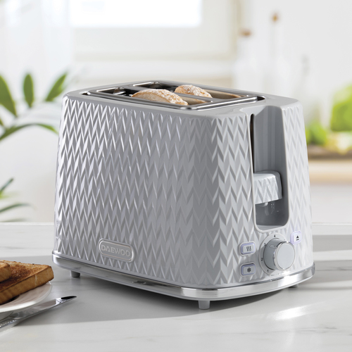 Daewoo 800W 'Argyle' 2 Slice Toaster With Defrost, Reheat & Cancel Functions in Grey Grey - image 2