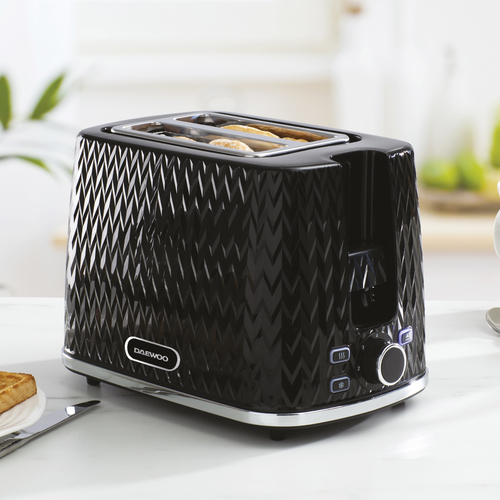 Daewoo 800W 'Argyle' 2 Slice Toaster With Defrost, Reheat & Cancel Functions in Black - Black - image 2