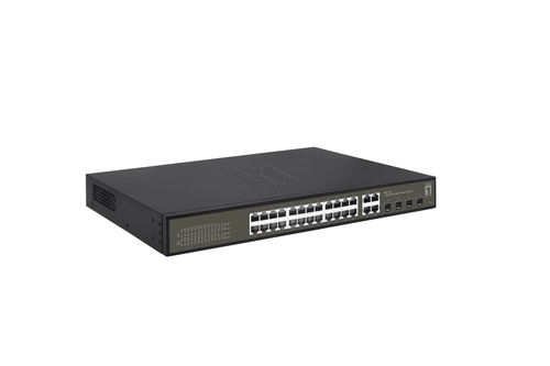 LevelOne Switch 24x GE GES-2128P 4xGSFP 19" 380W 16xPoE+, afbeelding 4