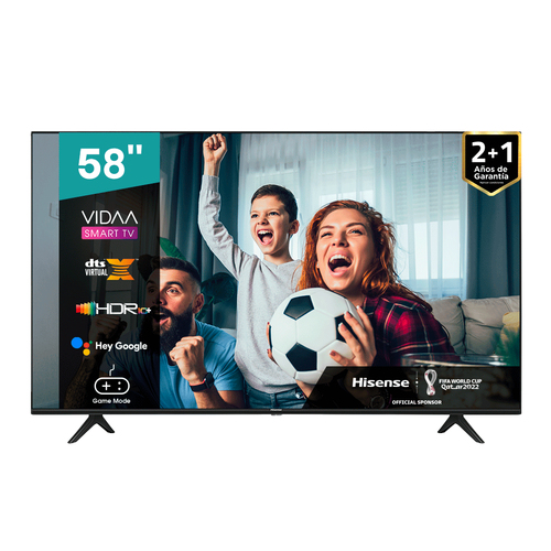 58A6HV TELEVISION LED HISENSE 58 58A6HV VIDAA SMART TV, 4K UHD, CONTROL POR VOZ, DOLBY VISION HDR DTS X, COMPATIBLE GOOGLE ASSISTANT Y ALEXA