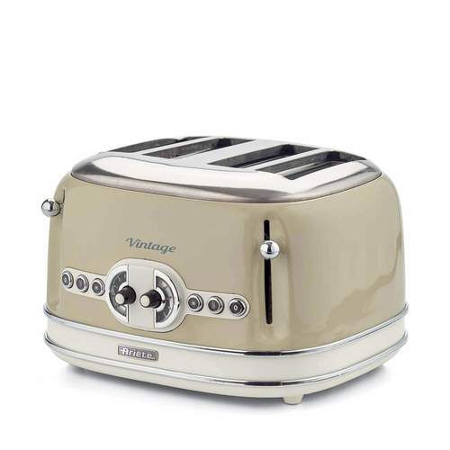 0156/03 Retro Style 4 Slice Toaster with 2 Slice Control, 6 Browning Levels and Removable Crumb Tray, Vintage Design, Beige - Ariete - image 1