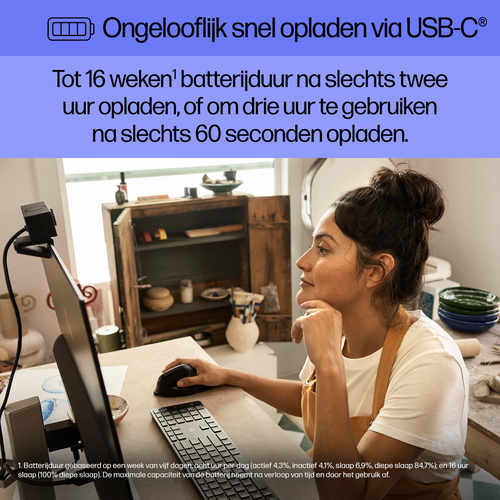 HP 925 - verticale muis - ergonomisch - 6 knoppen - draadloos - 2.4 GHz, Bluetooth 5.3 - draadloze ontvanger (USB) – Foto 7 van 11