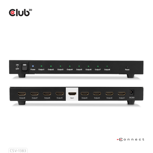 Club 3D 1 to 8 HDMI Splitter Full 3D and 4K60Hz (600MHz), afbeelding 4