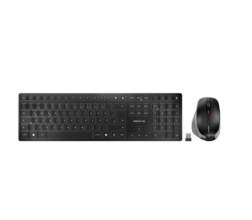 CHERRY Desktop DW 9500 SLIM [DE] WL AES black/grey BT Lithium Akku - wochenlange Nutzung ohne Aufladung