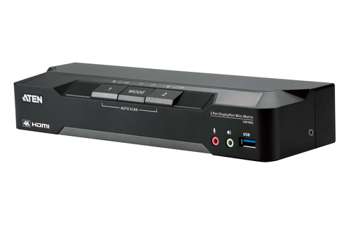 2-PORT 4K DISPLAYPORT DUAL DISPLAY MINI-MATRIX KVM WITH BOUNDLESS SWITCHING