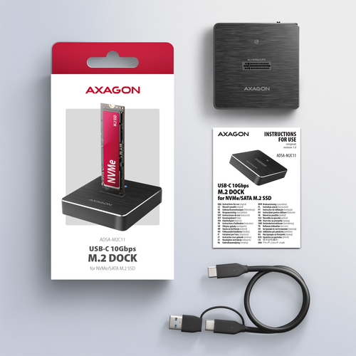 Axagon ADSA-M2C11 USB-C 10Gbps M.2 NVMe & SATA SSD Docking Station – image 9