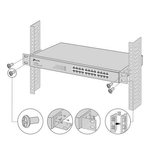 TP-Link 13-inch Switches Rack Mount Kit Switch Zwart, afbeelding 3
