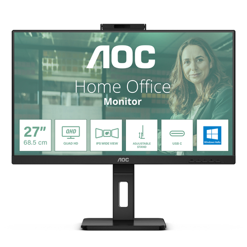 Q27P3CW MONITOR LED AOC Q27P3CW / COLOR NEGRO / PANEL IPS DE 27 / HDMI / DP / VGA / ASPECTO 169 / TIEMPO DE RESPUESTA 4MS / 2560X1440 / 75HZ / VESA 100X100 MM / CONTRASTE 200000001 / BRILLO 350 CD/M2 Q27P3CW