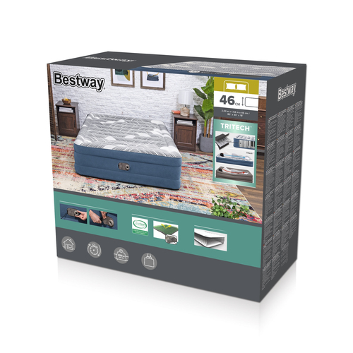 Bestway Tritech Fashion Flock Air Mattress Queen with Built-in