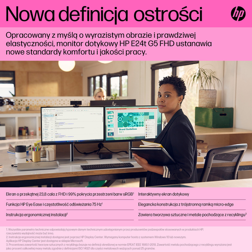 HP Inc. Monitor dotykowy FHD E24t G5 6N6E6AA