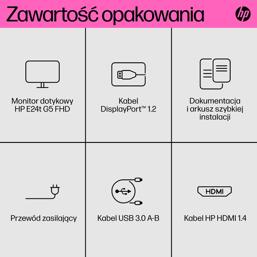 HP Inc. Monitor dotykowy FHD E24t G5 6N6E6AA