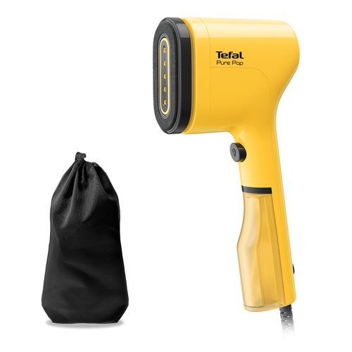 Tefal Pure Pop DT2026, Kannettava vaatehöyrystin, 0,07 L, 0,25 min, Keltainen, Painikkeet, Käsikytkin