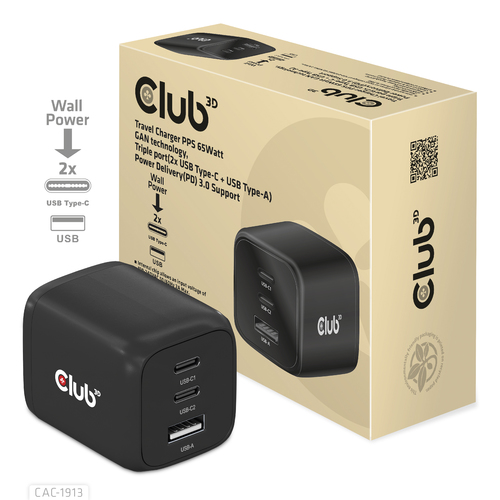 Club 3D Travel Charger 65W GaN oplader, afbeelding 6