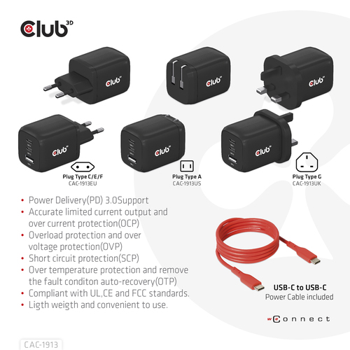Club 3D Travel Charger 65W GaN oplader, afbeelding 9