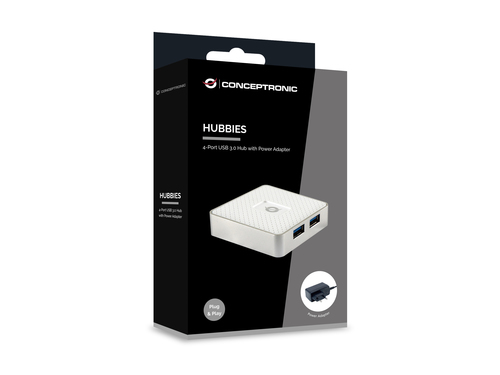 Conceptronic HUBBIES03W interface hub USB 3.2 Gen 1 (3.1 Gen 1) Micro-B 5000 Mbit/s Wit, afbeelding 3
