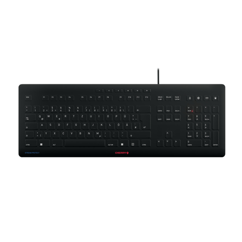 CHERRY Keyboard STREAM PROTECT [DE] black mit hochwertiger Schutzmembran