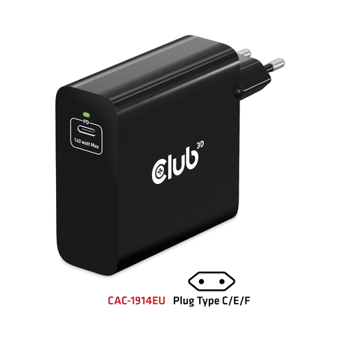 Club 3D Travel Charger 140 Watt GaN technology, Single port USB Type-C oplader, afbeelding 6