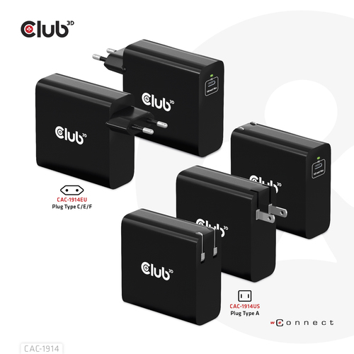 Club 3D Travel Charger 140 Watt GaN technology, Single port USB Type-C oplader, afbeelding 10