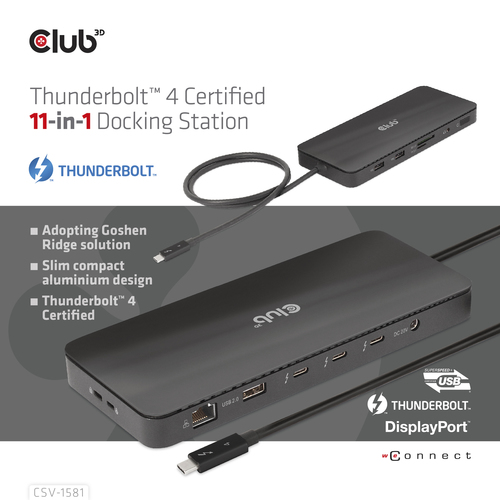 Club 3D Thunderbolt 4 Certified 11-in-1 Docking Station dockingstation, afbeelding 8
