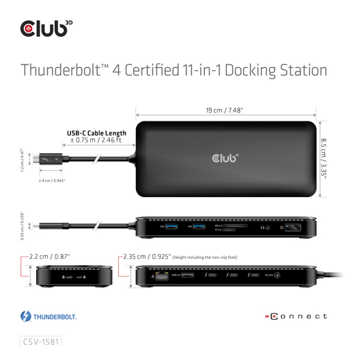 Club 3D Thunderbolt 4 Certified 11-in-1 Docking Station dockingstation, afbeelding 10