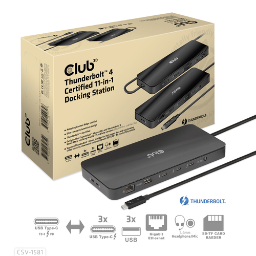 Club 3D Thunderbolt 4 Certified 11-in-1 Docking Station dockingstation, afbeelding 7