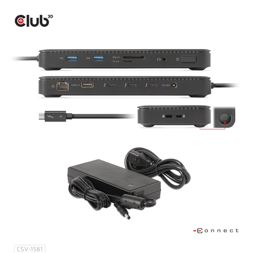 Club 3D Thunderbolt 4 Certified 11-in-1 Docking Station dockingstation, afbeelding 5