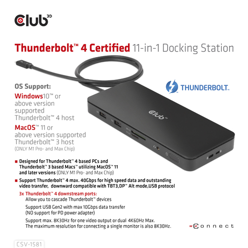 Club 3D Thunderbolt 4 Certified 11-in-1 Docking Station dockingstation, afbeelding 9