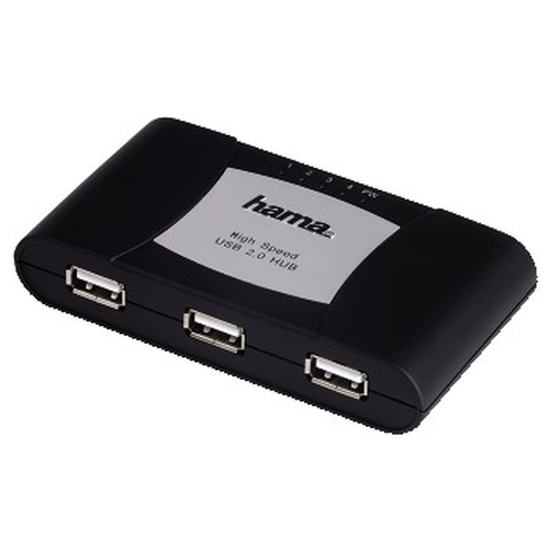Hama USB 2.0 Hub 1:4, black/silver