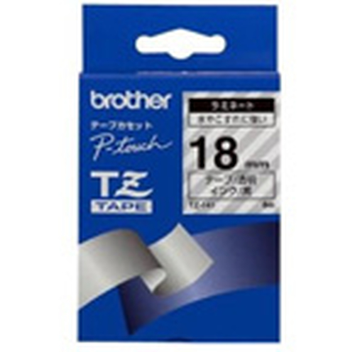 Etikettape Brother TZe-141 lamineret - 18 mm x 8 m, sort på transparent