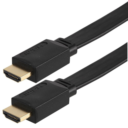 TECHLY Anschlusskabel Flach HDMI High Speed mit Ethernet schwarz Stecker/Stecker vergoldet Laenge 15m