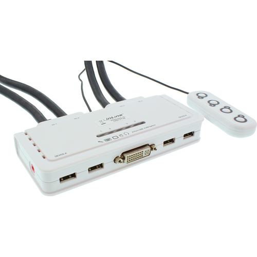 InLine KVM Switch 4 Port DVI-D + USB + Audio incl. 2 Cable Sets