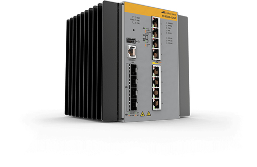 Allied Telesis AT-IE300-12GP-80 Управляемый L3 Gigabit Ethernet (10/100/1000) Питание по Ethernet (PoE) Черный, Серый