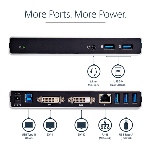 StarTech.com Dual-Monitor USB 3.0 Docking Station with DVI and Vertical Stand – image 9