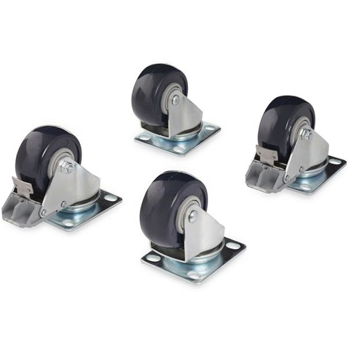 CASTER KIT - BLACK, SILVER - MAX LOAD CAPACITY OF 50 KG (110 LBS) PER CASTER, TO