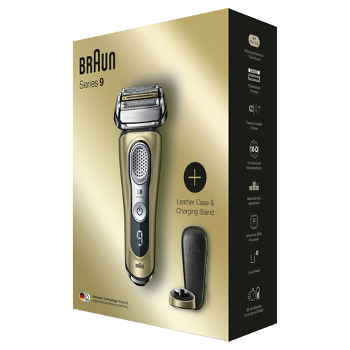 Braun Series 9 Electric Shaver for Men 9299s, Charging Stand and Leather Travel Case - Gold Gifting Edition – image 3