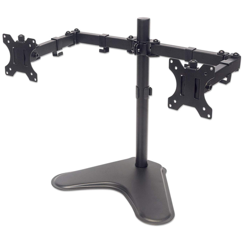Manhattan Soporte doble de sobremesa para TV/monitores (Articulado), para pantallas de 10" a 27", montaje traseros tipo base, Compatibilidad VESA: 75×75 et 100×100 mm (verifique las dimensiones de los cuatro orificios de montaje traseros), máxima 8 kg por pantalla imagen 1