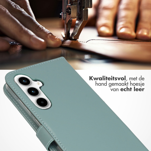 Selencia Echt Lederen Bookcase Samsung Galaxy A55 - Air Blue, afbeelding 2
