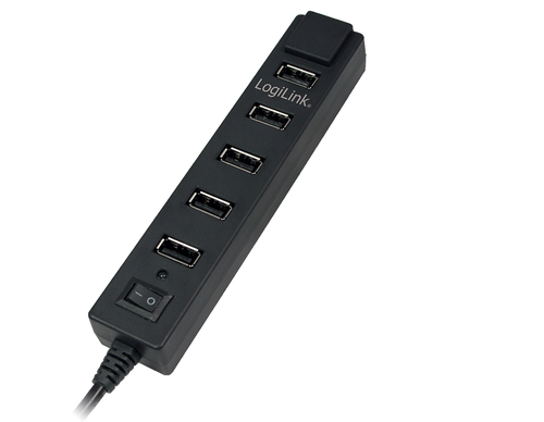 Logilink USB 2.0 Hub 7-Port m. voeding zwart, afbeelding 3