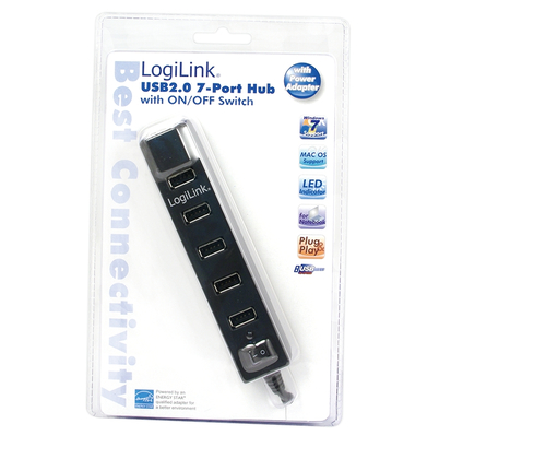 Logilink USB 2.0 Hub 7-Port m. voeding zwart, afbeelding 2