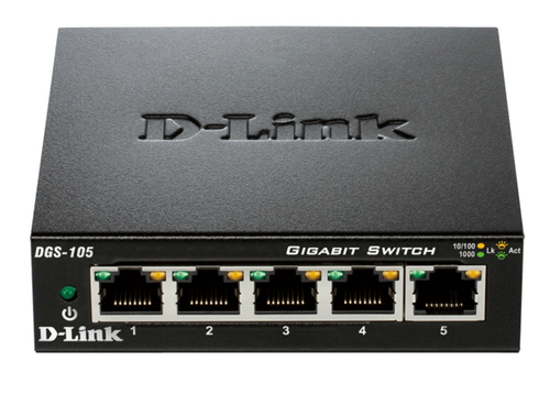 DGS-105 D-Link DGS-105 Interruptor de escritorio no administrado, Gigabit, 5 puertos, metal