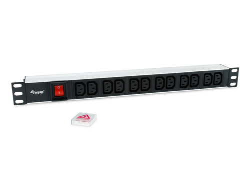 Equip stekker omlijsting 19"(1HE)12fach met Schuko + Schalt A, afbeelding 2